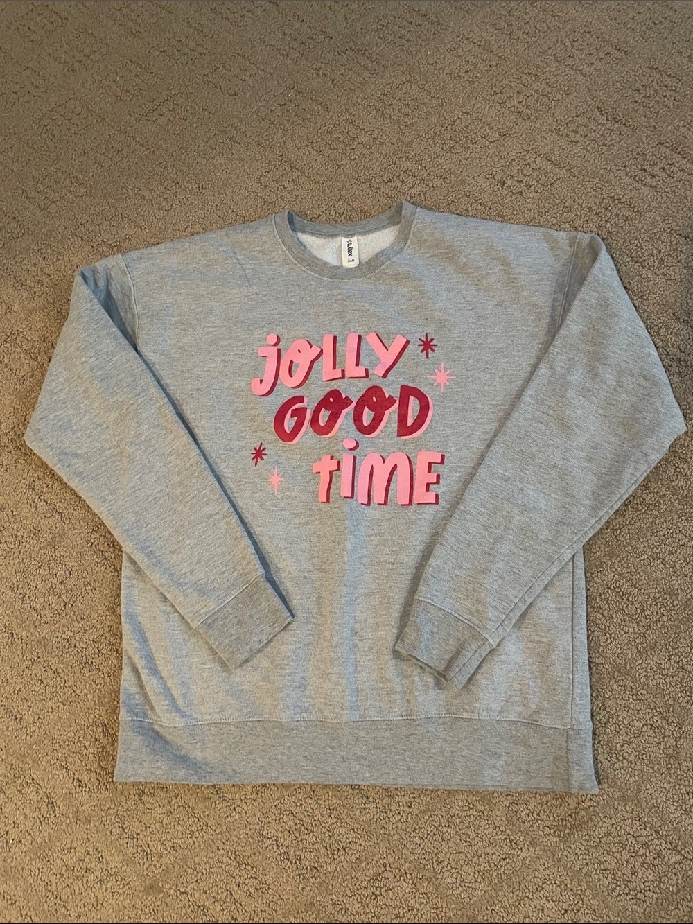 Tultex Gray Sweatshirt with Pink & Red Graphic - "Jolly Good Time"